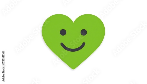A green heart shape with a smiling face