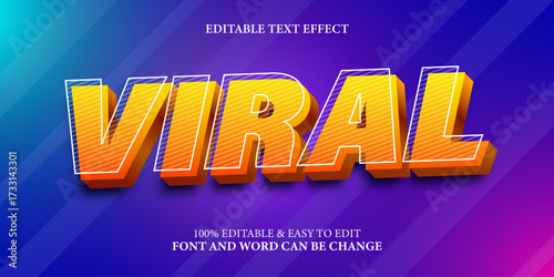 Viral 3d text, editable text effect colorful