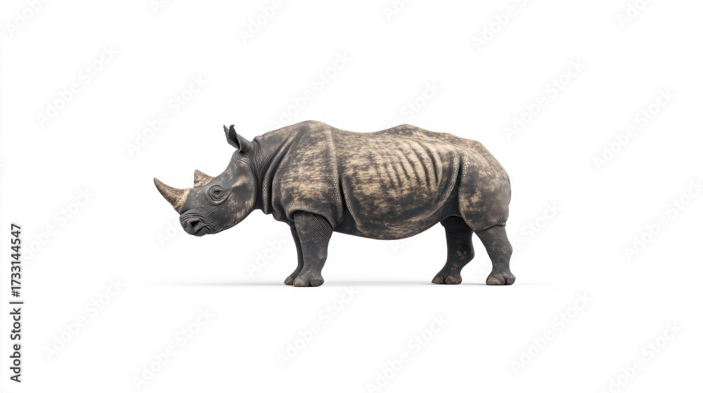 Fototapeta premium Isolated rhinoceros illustration on white background wildlife animal concept