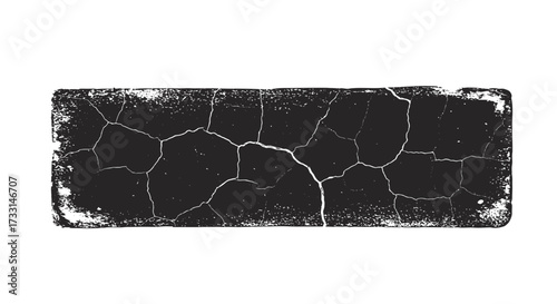 Cracked Black Rectangle A Distressed and Textured Graphic Element.