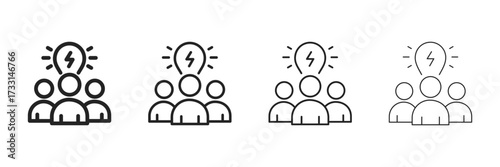 Brainstorm Icon Set With Multiple Line Styles Vector Illustration 