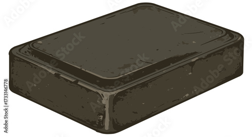 Dark Brown Rectangular Box with Lid Angled View.
