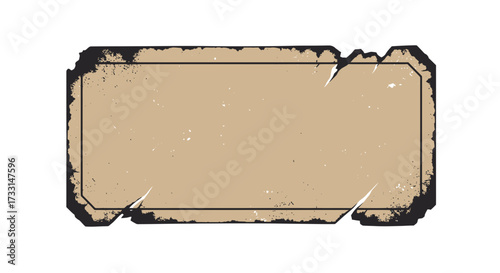 Distressed Rectangular Frame with Rough Edges and Neutral Color Palette.