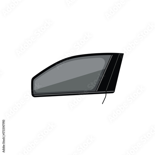 Sleek Dark Tinted Car Window Illustration with Black Frame and Wire, Representing Automotive Vehicle Glass Part