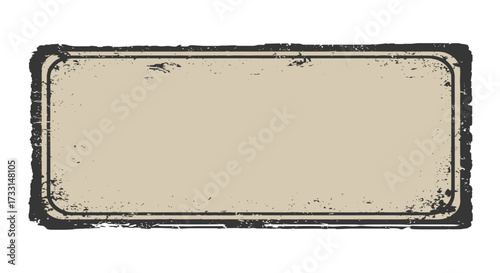 Distressed Rectangular Sign with Grunge Border and Beige Interior.