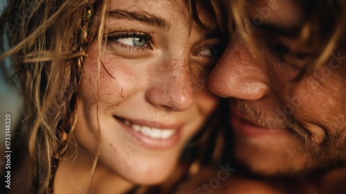 Joyful moment between a happy couple