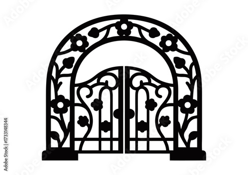 Elegant garden arch silhouette vector