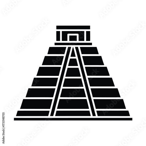 Mayan Pyramid Glyph Icon Vector Illustration