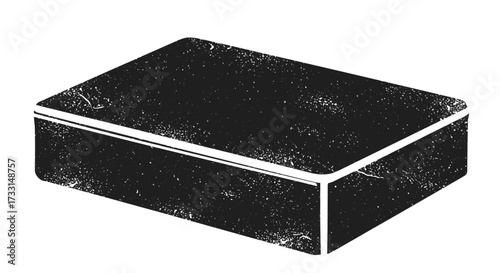 Monochrome Illustration of a Rectangular Box with Rounded Edges.