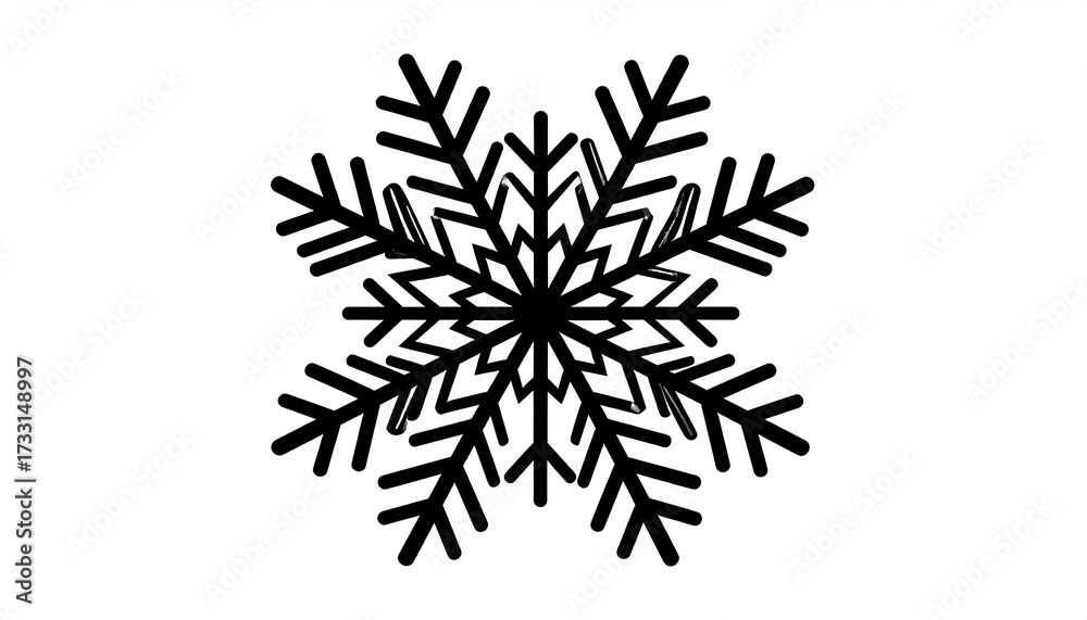 Naklejka premium Intricate black snowflake design on white background (1)