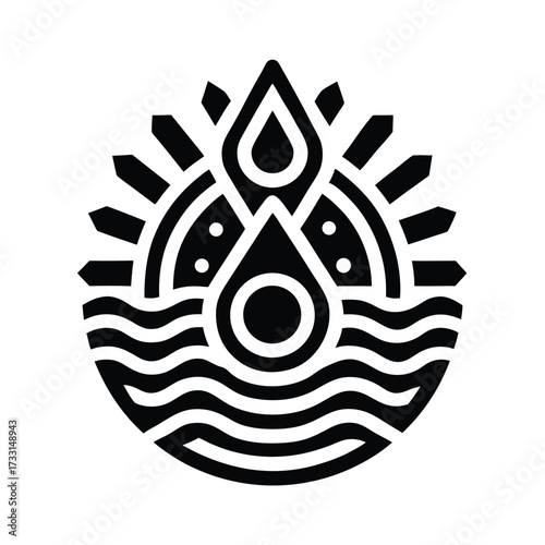 Mayan Water Glyph Icon Vector Illustration