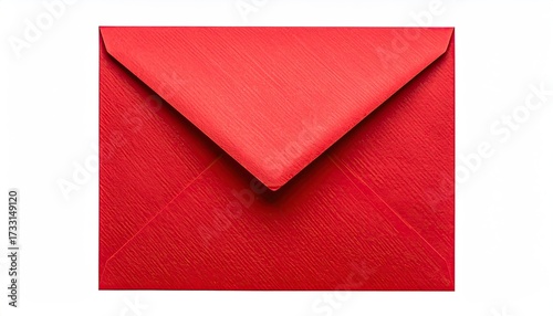Close-up of a square, vibrant red envelope on a stark white background