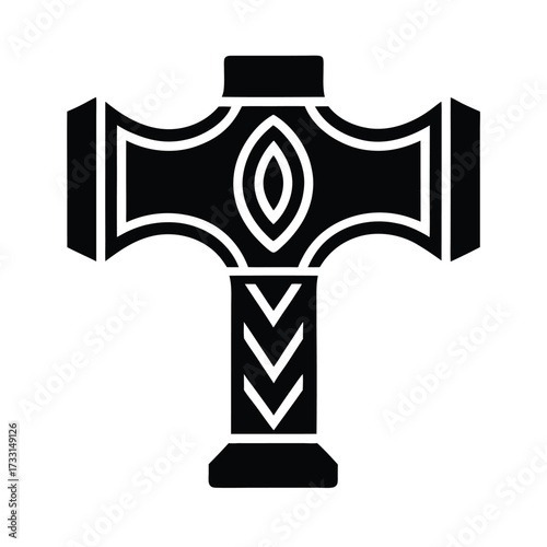 Norse Blacksmith Hammer Icon Vector Illustration