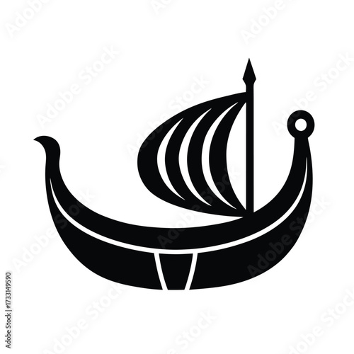 Norse Longboat Prow Icon Vector Illustration