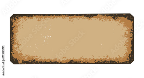Vintage Rectangular Sign with Rusted Edges and Beige Center.
