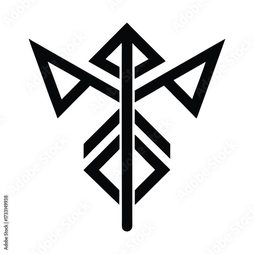 Norse Wind Rune Icon Vector Illustration