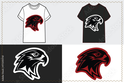 T shirt design red eagle head logo t shirts hawk bird