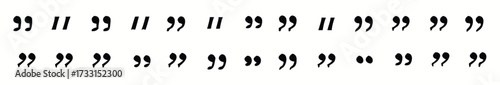 Quote marks and speech bubble icon set with black quotation symbols and inverted commas for design use 