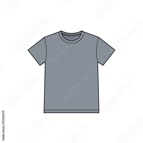 Blank Grey T Shirt Mockup Template Isolated on White Background for Apparel Design and Casual Clothing Fashion Presentation