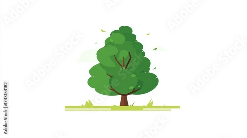Illustration of a tree with green leaves and brown trunk.
