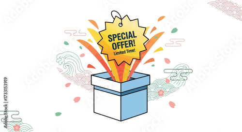Special Offer Pop-Up from Gift Box | Limited Time Sale & Promotion Concept