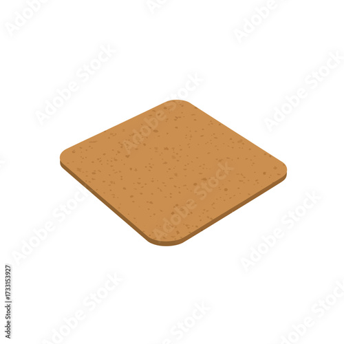 Isometric Brown Square Biscuit with Rounded Corners and Speckled Texture, Ideal for Snack Food Designs