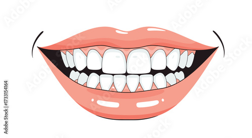 A beautiful smile with healthy white teeth and pink lips.