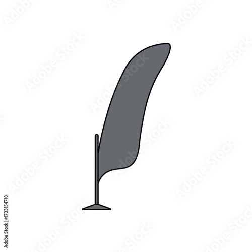 Sleek Gray Feather Flag Advertising Banner Isolated Vector Graphic Design Element for Marketing and Event Displays