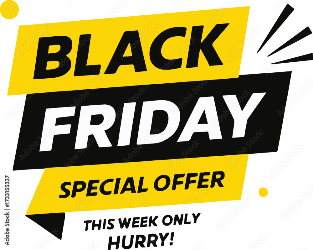 Fototapeta premium Black Friday Special Offer with Yellow and White Text on Black sale discount