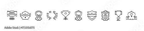 Awards icon set with trophy, medal, badge, ribbon, certificate, winner cup, star award, crown, flat vector illustration 