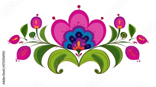 Vector flower illustration with pink floral heart shape design for a Valentine's Day card