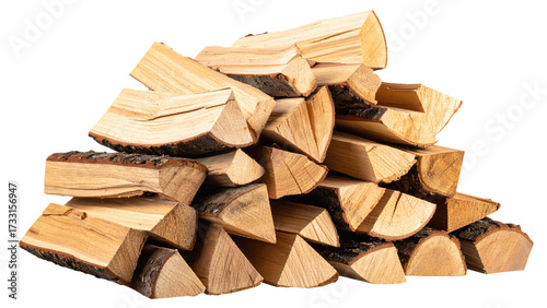 stack of firewood isolated on white background