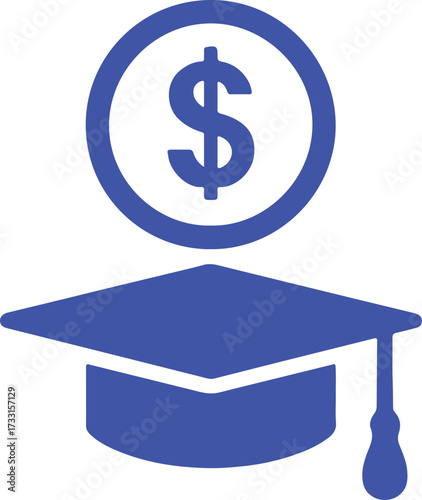 Graduation Cap With Dollar Coin Symbol On White Background education money