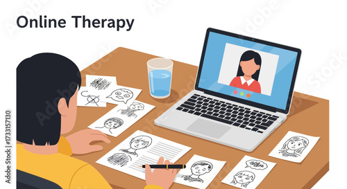 Online Therapy Session with Drawings