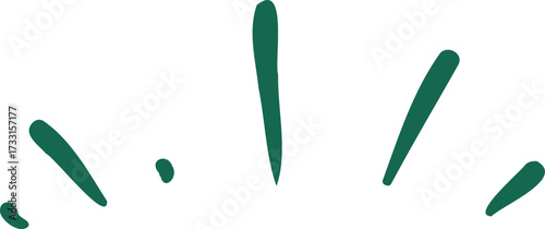 Green abstract brush strokes radiating outwards on a white background calligraphic celebration