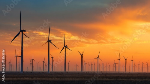 Wind turbines at sunrise