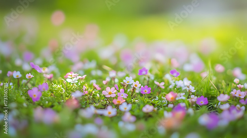A beautiful floral scene featuring colorful and delicate flowers in a natural setting