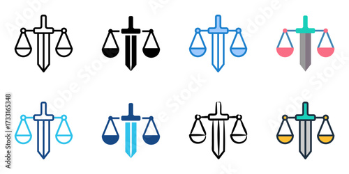 Justice icon set multiple style collection 
