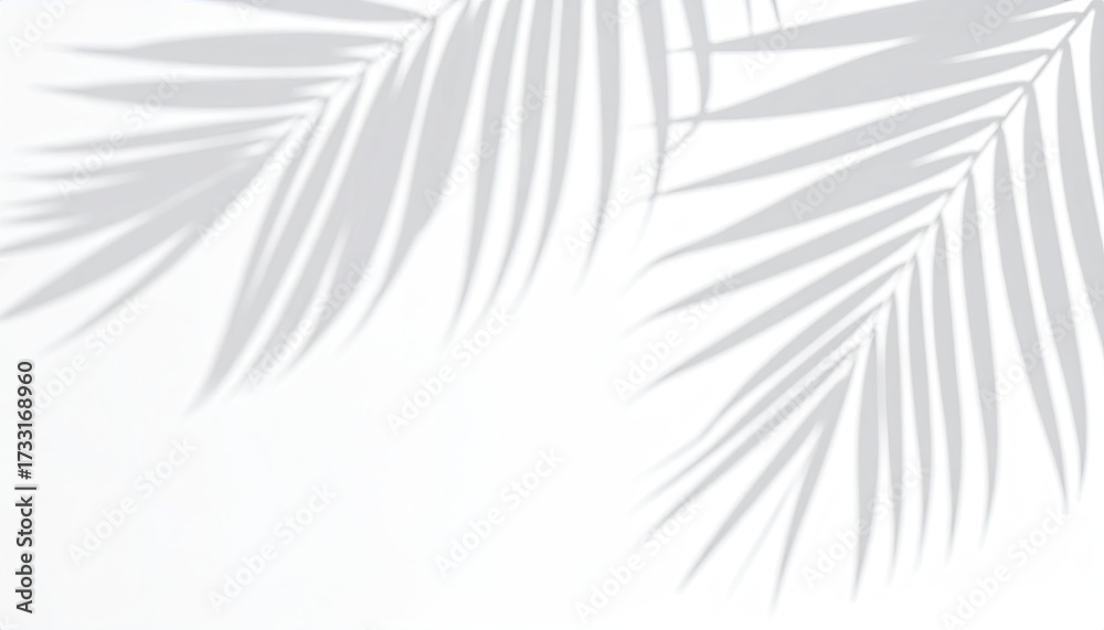 Fototapeta premium Silhouetted fronds cast shadows against a clean white backdrop