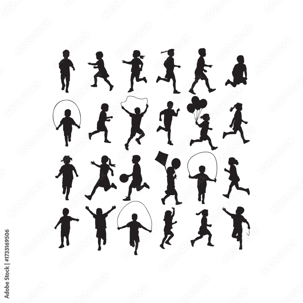 Naklejka premium Vector silhouettes of running people, ideal for sports designs, fitness projects, health branding, and athletic event graphics.