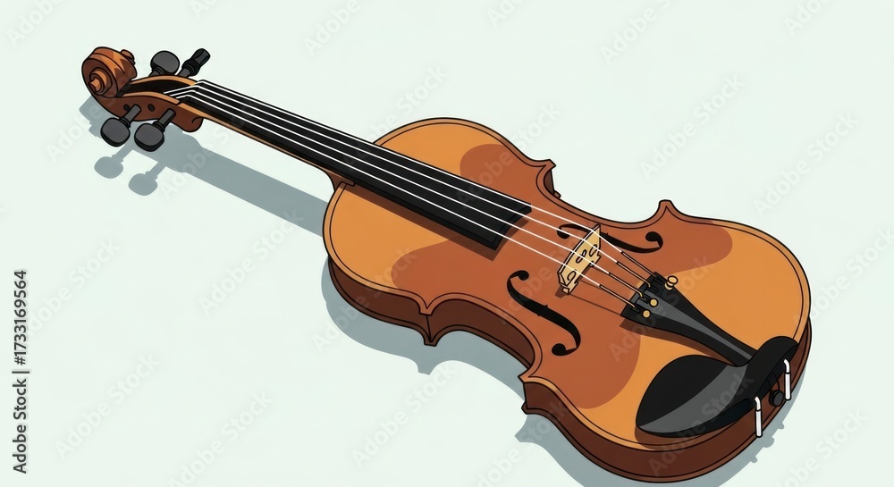 Fototapeta premium Detailed illustration of a violin with shadows and an isolated design