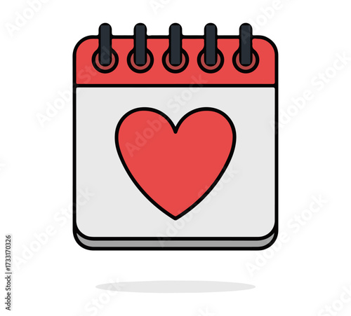 Heart on Calendar Icon – Symbol of Love, Special Date, and Emotional Milestone for Relationship Apps, UI Design, and Event Branding