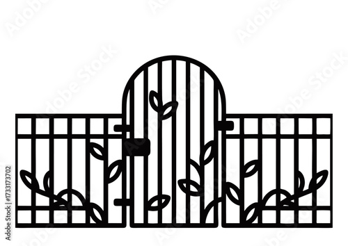 Simple ornamental garden gate silhouette vector