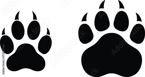Bear Paw Print Silhouette Vector Icon