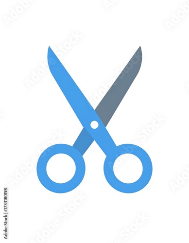 Simple blue and gray scissors icon