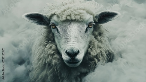 Wallpaper Mural Close up of a sheep in a cloudy atmosphere with soft lighting and focus Torontodigital.ca