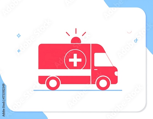 Red ambulance icon with minimalist style