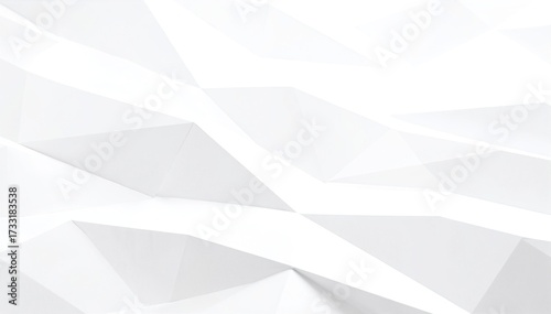 A clean white abstract background featuring an array of intricate low poly shapes, creating a modern and dynamic visual texture with subtle shadows.