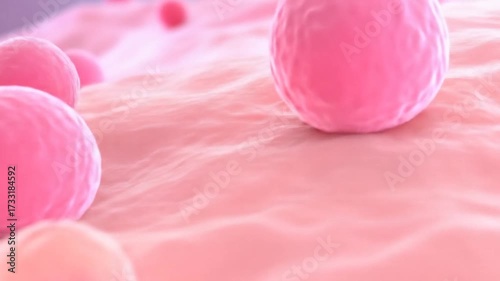 Wallpaper Mural Microscopic View Animated cells with Pink color, and Cellular structure Medical background. Torontodigital.ca
