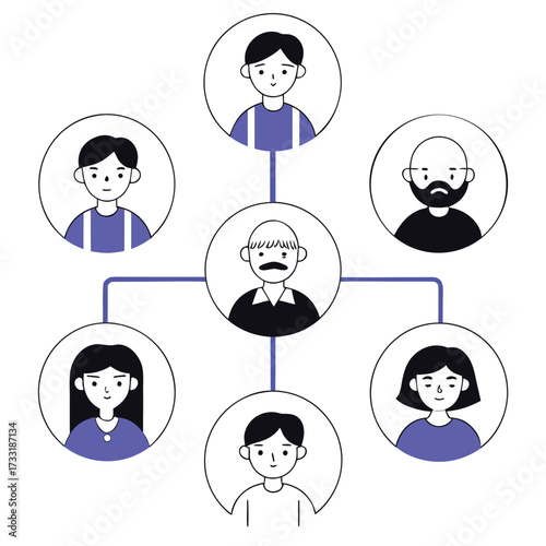 flat-family-tree-with-diverse-ages-isolated-on-pur.eps